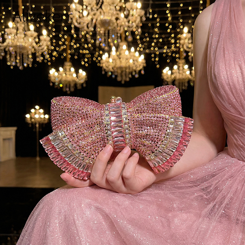 Luxury Bags Consignment - Alizekerr Bow Crystal Evening Bags Women