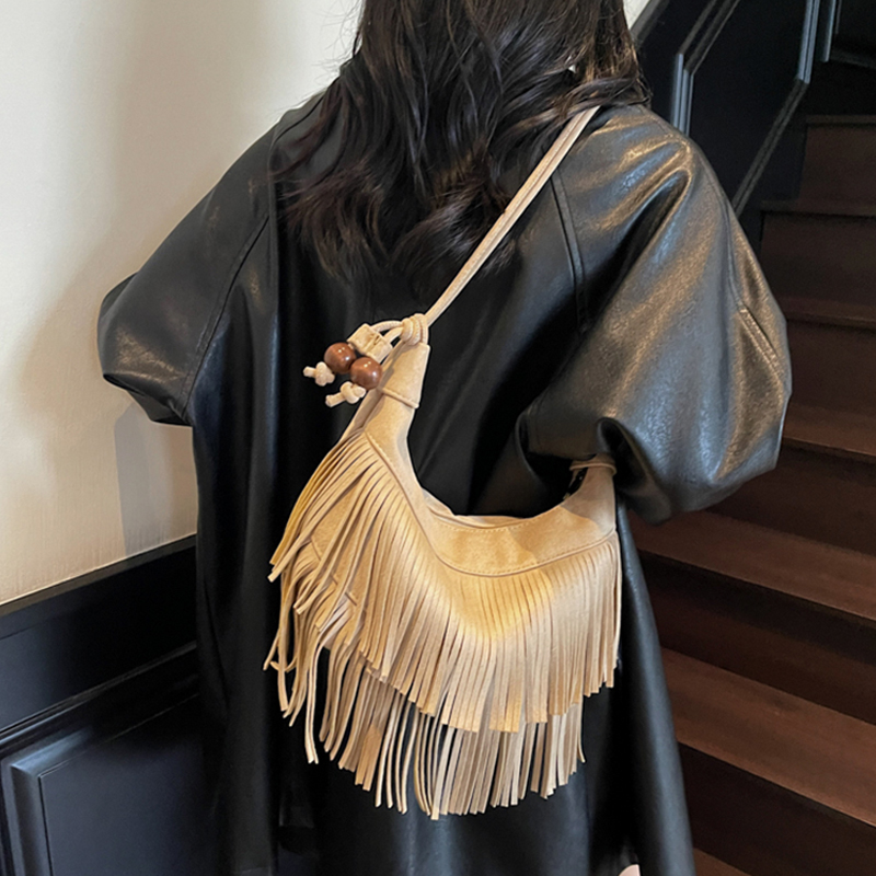 Fashion Retro Suede Tassel One – Half Moon Bag Suede recenzja i cena