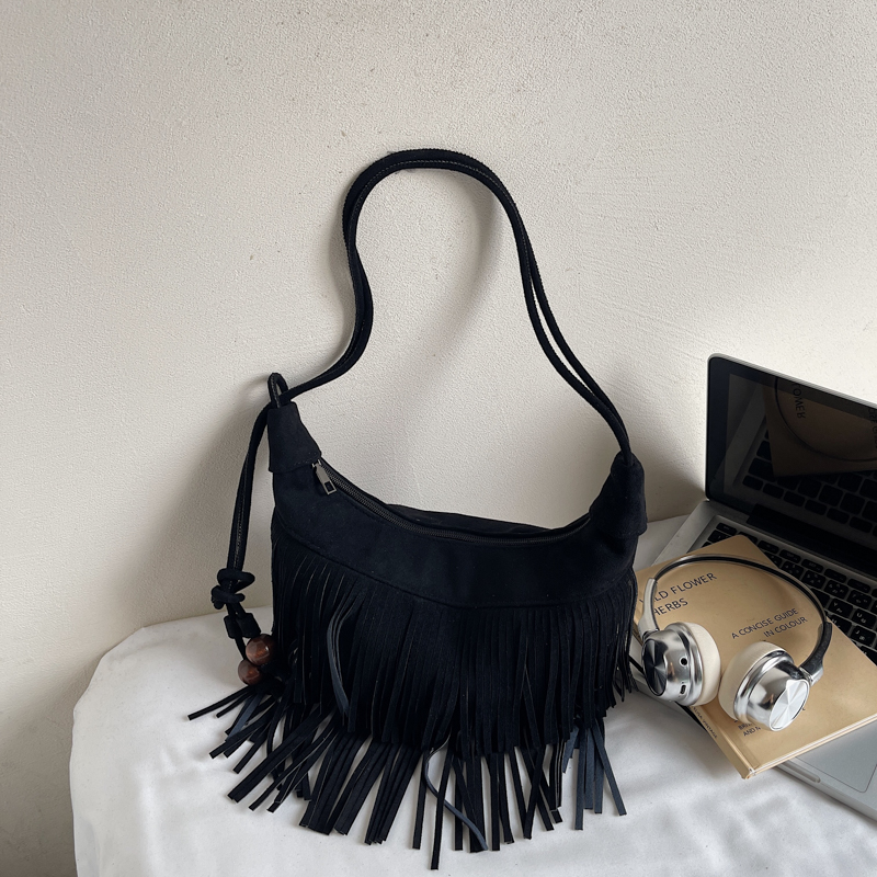 Fashion Retro Suede Tassel One – Half Moon Bag Suede recenzja i cena