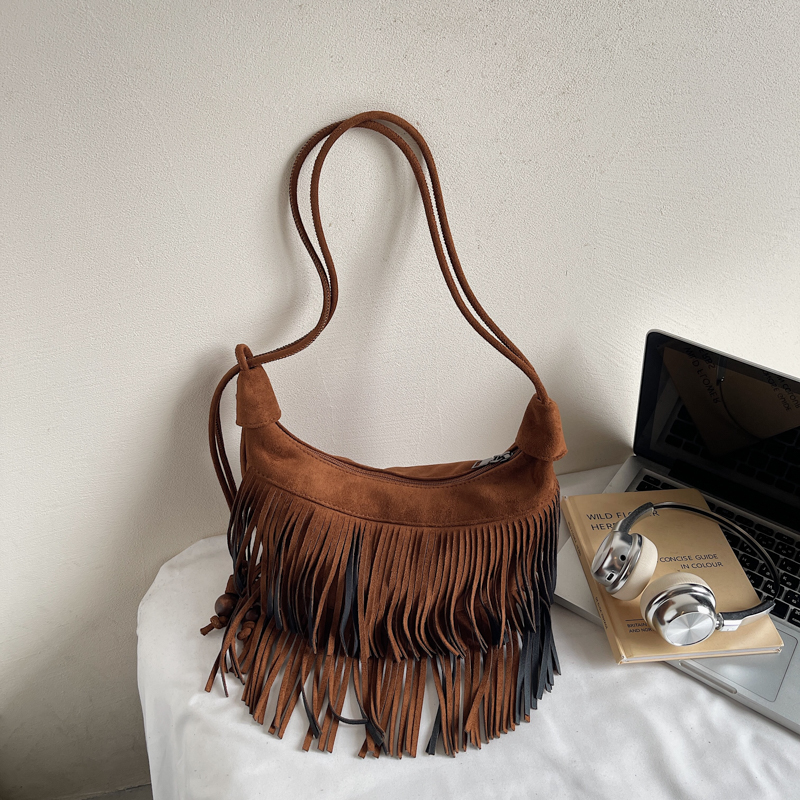 Fashion Retro Suede Tassel One – Half Moon Bag Suede recenzja i cena