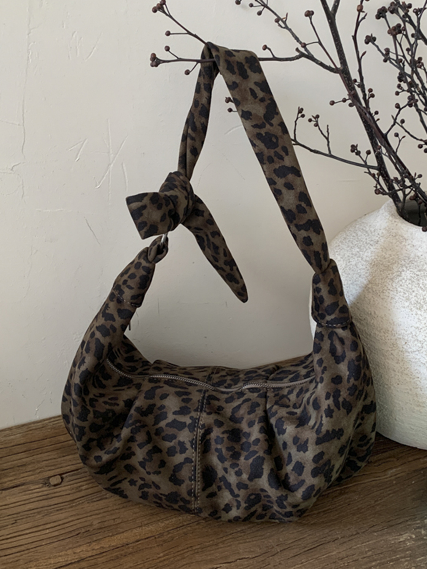 Faux Suede Leopard Bag for Wom – Half Moon Bag Suede recenzja i cena