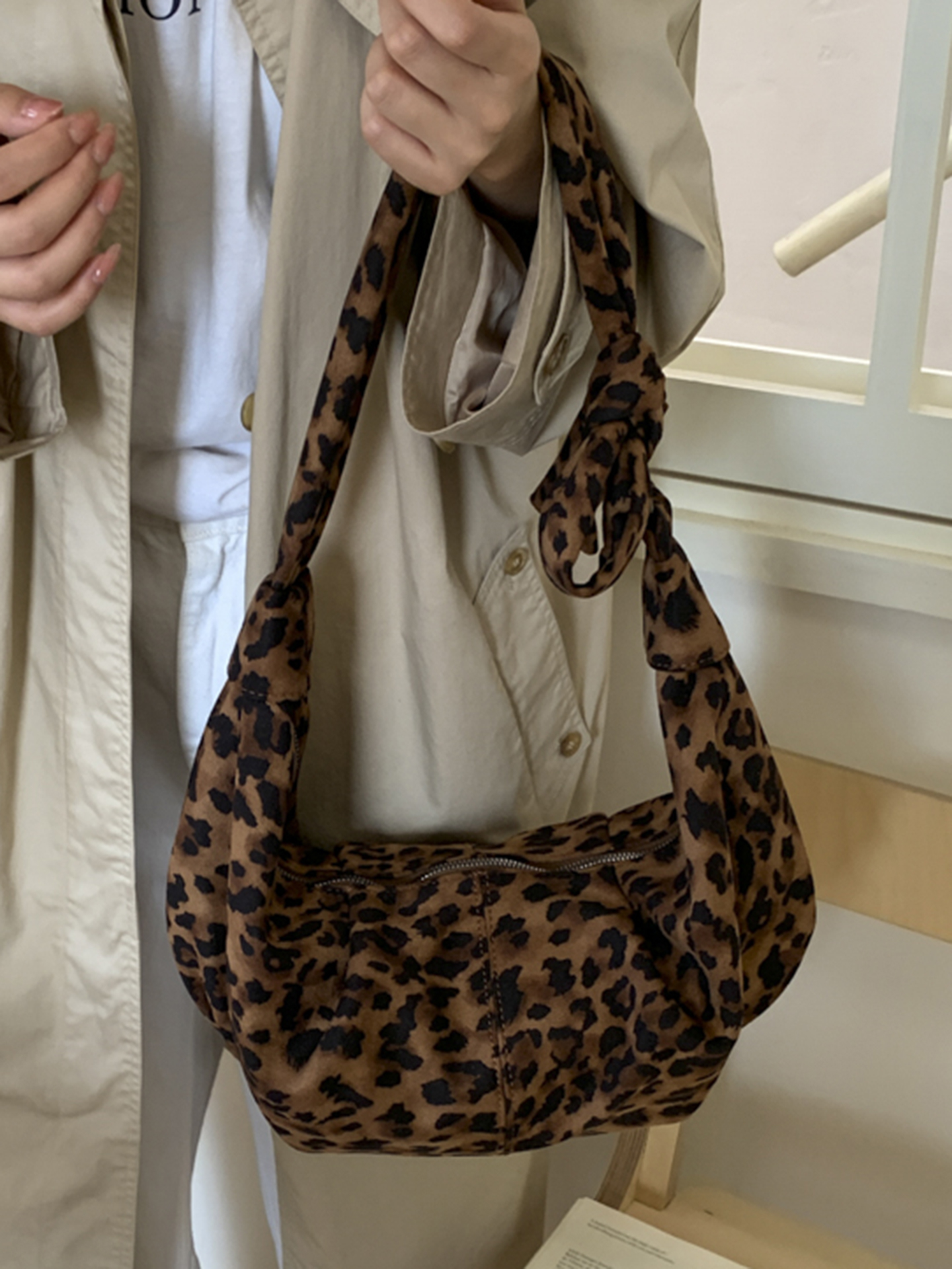 Faux Suede Leopard Bag for Wom – Half Moon Bag Suede recenzja i cena