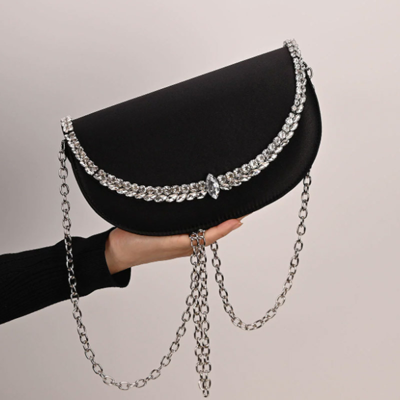 Luxury Sparkling Diamond Asymm – Half Moon Bag Suede recenzja i cena