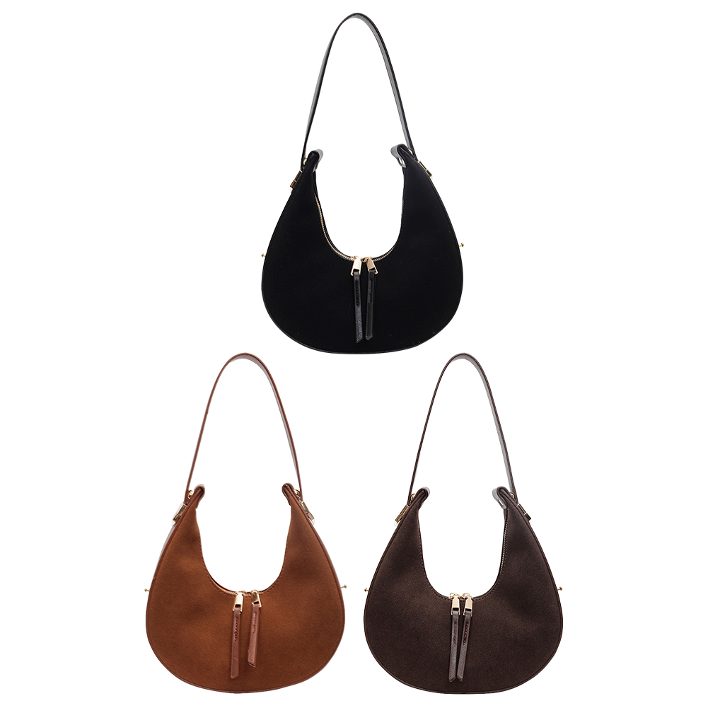 Women Faux Suede Shoulder Bag  – Half Moon Bag Suede recenzja i cena
