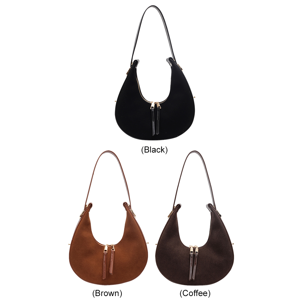 Women Faux Suede Shoulder Bag  – Half Moon Bag Suede recenzja i cena