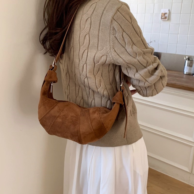 JIAERDI Retro Solid Color Sued – Half Moon Bag Suede recenzja i cena
