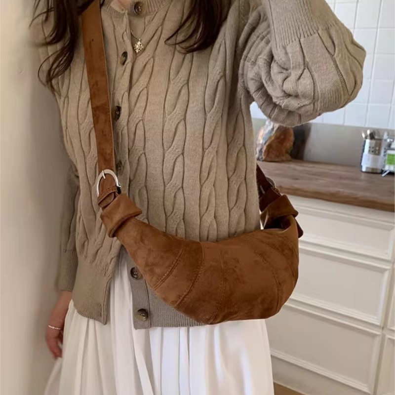 JIAERDI Retro Solid Color Sued – Half Moon Bag Suede recenzja i cena