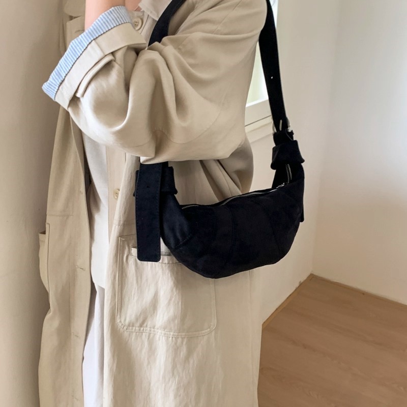 JIAERDI Retro Solid Color Sued – Half Moon Bag Suede recenzja i cena