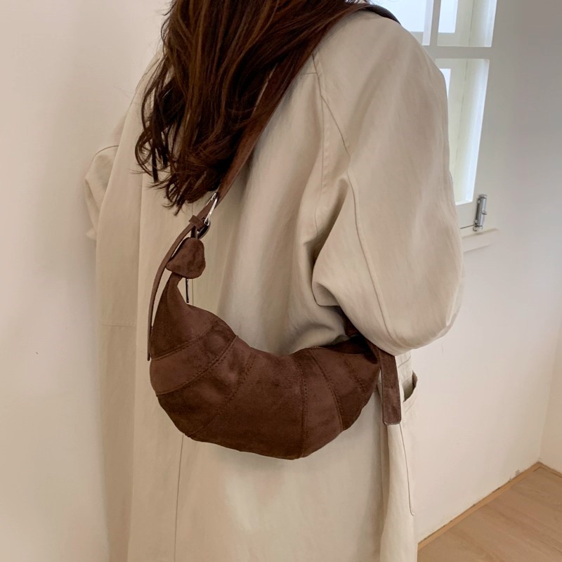 JIAERDI Retro Solid Color Sued – Half Moon Bag Suede recenzja i cena