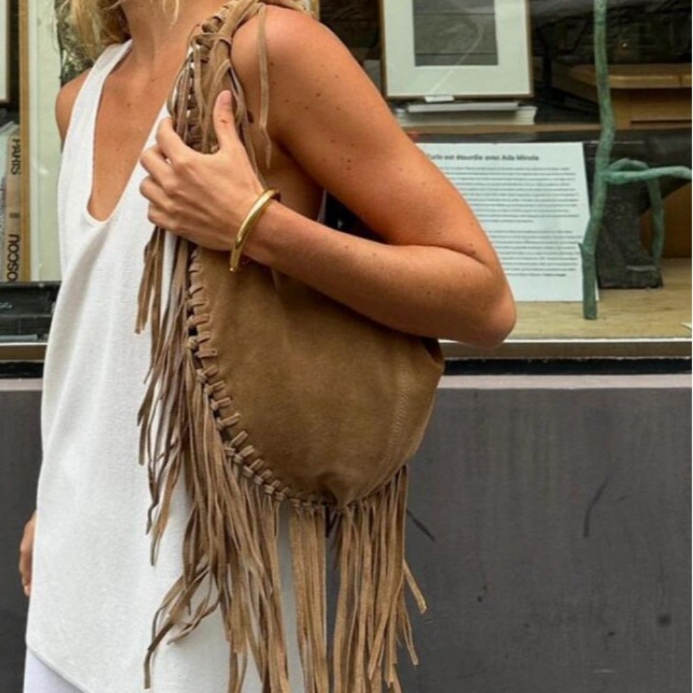 New Long Tassel Women's Should – Half Moon Bag Suede recenzja i cena