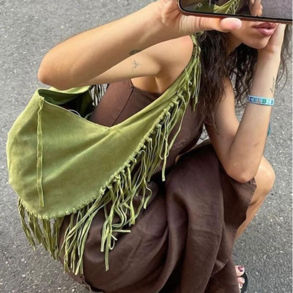 New Long Tassel Women's Should – Half Moon Bag Suede recenzja i cena