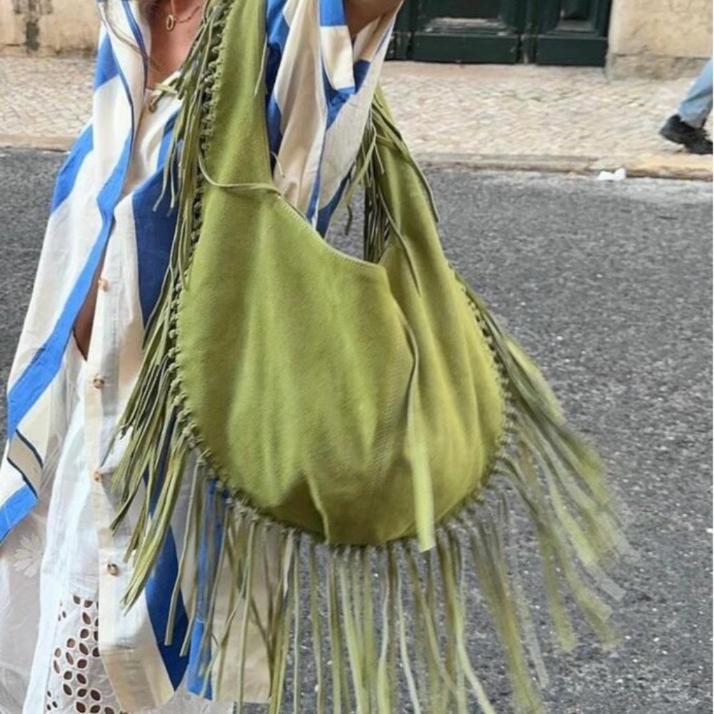 New Long Tassel Women's Should – Half Moon Bag Suede recenzja i cena