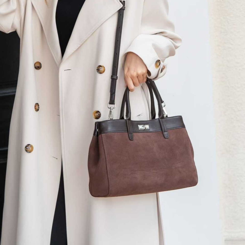 Genuine Leather Suede Womens V – Half Moon Bag Suede recenzja i cena